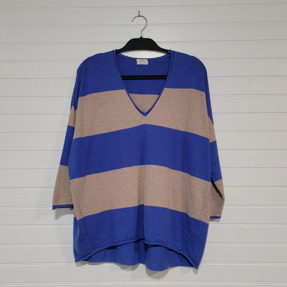 Wallace & Barnes J Crew Womens Wool Blend Sweater Size Large Relaxed Fit Stripe